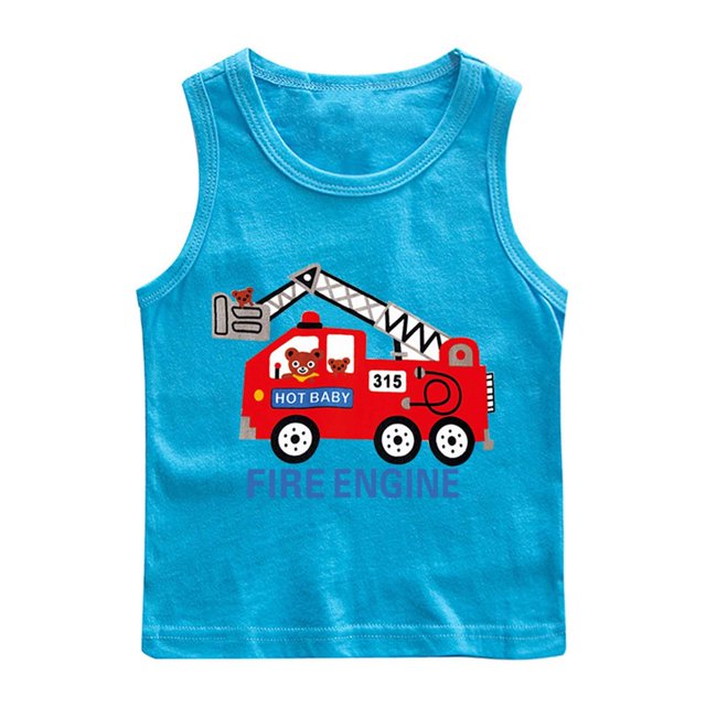 RXIRUCGD 2025 Vêtements d'Été pour Enfants Chemise de Base à Col Rond Sans Manches pour Garçons