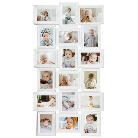 Hello Laura - Collage Picture Frames For Wall - 18 Photo Frame In 4X6 Inch Elegant Family Picture Frames Collage Wall Decor Display Multiple Photos For Home - Vintage White