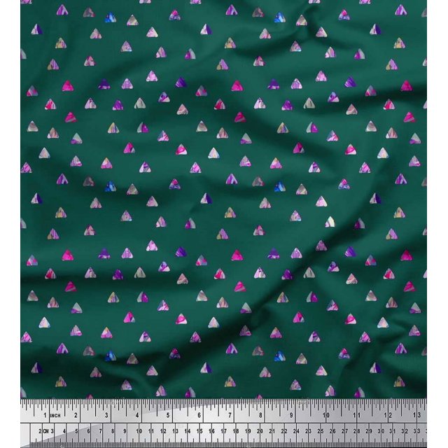 Soimoi Velvet Fabric Texture & Triangle Geometric Print Sewing Fabric Yard 58 Inch Wide