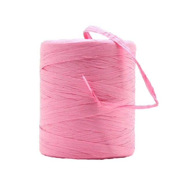 Decodeary Sturdy And Durable Raffia Rope Yarn For DIY Crafts Beautiful Colors Fiber Natural Paper Ribbon pink 1Set