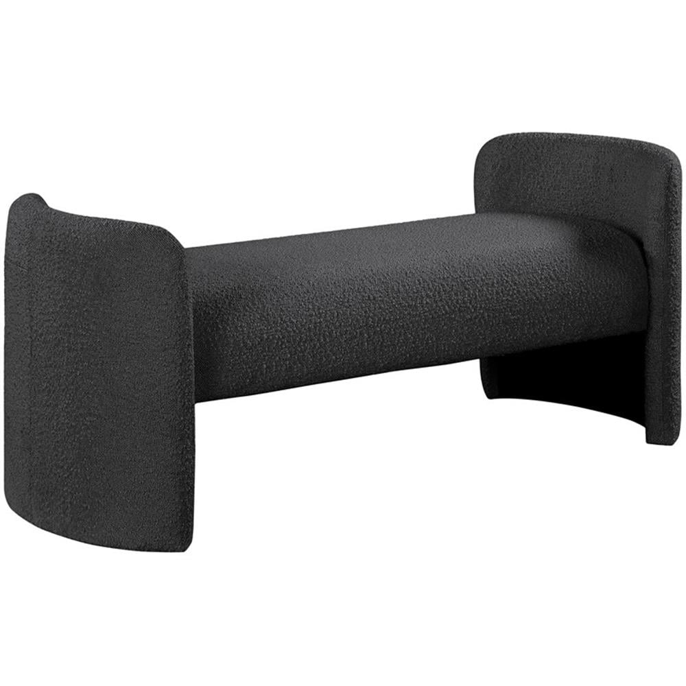 Meridian Furniture Peyton Black Boucle Fabric Bench