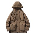 thumbnail image 1 of KIHOUT Veste Tactique pour Hommes Multi-Poches Performance Doublée en Polaire Résistante à l'Eau Coquille Souple Unisexe avec Capuche, 1 of 5