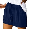 thumbnail image 1 of Dvprdro Women's Plus Size Shorts Summer Casual Loose Solid Elastic Waist Drawstring Shorts with Pockets, 1 of 5