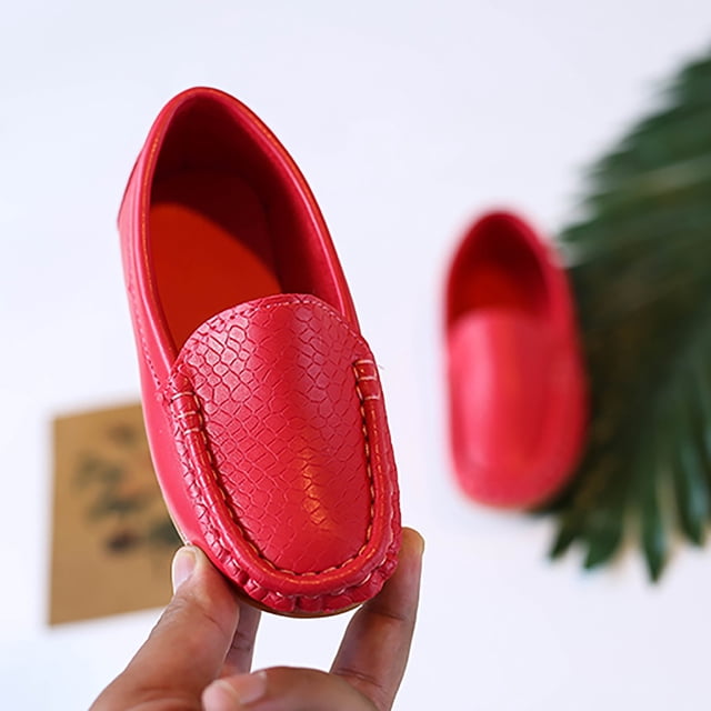 YOUSNH Tout-Petits Petits Garçons Filles Mocassins Souples à Enfiler Chaussures Plates Habillées Chaussures Bateau Chaussures Décontractées Chaussures Garçons Rouge 8