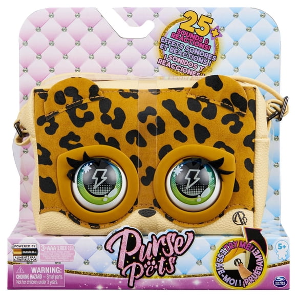 Purse Pets, Leoluxe Leopard, Sac animal interactif avec plus de 25 effets sonores et réactions, jouets pour les filles à partir de 5 ans
