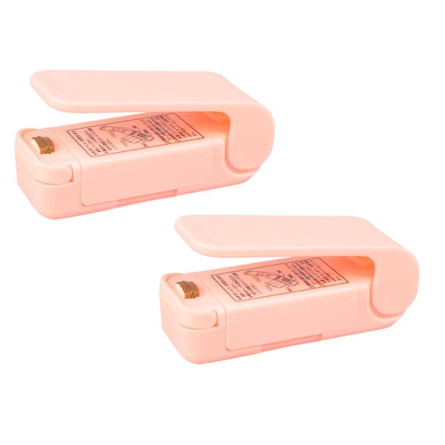 Oleegame 2PC Portable Mini Sealer Home Heat Bag Plastic Food Snacks Bag Sealing Machine Pink