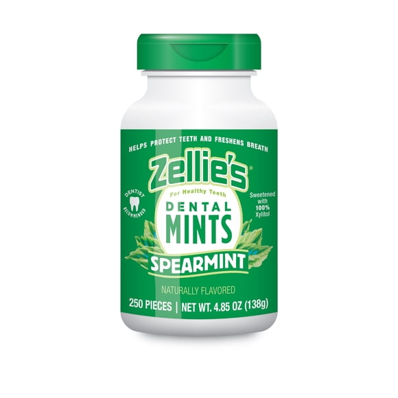 Zellie's Spearmint Xylitol Dental Mints, 250 Count Jar