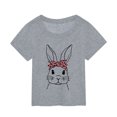 thumbnail image 1 of MIASHUI T-Shirt à Manches Courtes pour Tout-Petits, Imprimé Lapin de Pâques, Gris, 2-3 Ans, 1 of 3