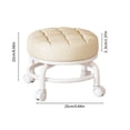 thumbnail image 3 of White Universal Rolling Low Stool With Wheels Durable Pu Leather Lightweight Multifunctional For Home Office Portable Seating #575PA, 3 of 8