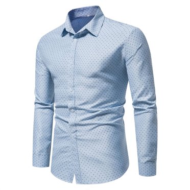 TIHLMK T-Shirts à Manches Longues pour Hommes Chemise Imprimée Sans Repassage Ample à Boutons à Col à Revers à Manches Longues pour Hommes