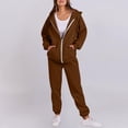 thumbnail image 2 of Posijego Survêtement à Capuche à Fermeture à Glissière pour Femme 2 Pcs Décontracté à Manches Longues Pantalon de Survêtement Automne Hiver, 2 of 7
