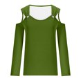 thumbnail image 4 of Yuyuzo Womens Tunic Tops Cold Shoulder Long Sleeve Shirts Loose Solid Color Lightweight Tee Tops, 4 of 5