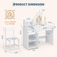 thumbnail image 4 of Twister.CK Kids Vanity with LED Mirror, 2-in-1 Princess Makeup Vanity Desk & Chair Set for Little Girls, Toddler Vanity Table, Storage Cabinet & Shelves, White, 4 of 8