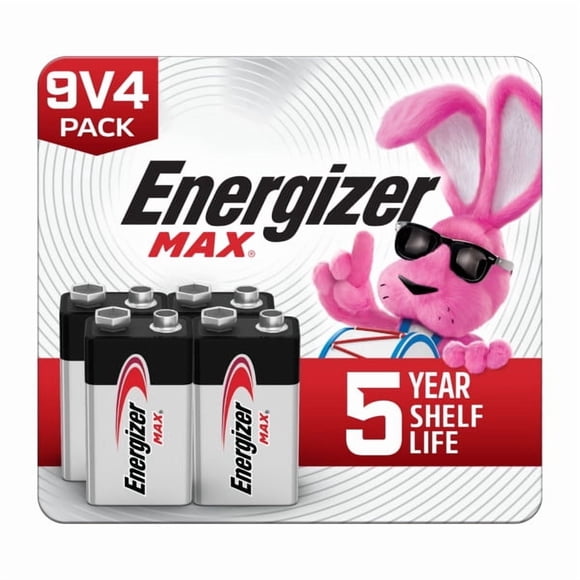 Energizer MAX 9V Batteries (4 Pack), 9 Volt Alkaline Batteries