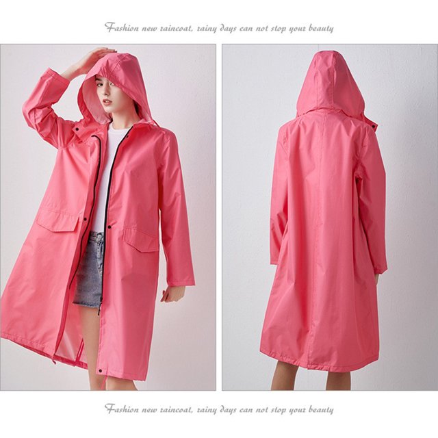Baohd Femmes Homme Imperméable Long Imperméable Mince Imperméable Veste avec Capuche Vêtements Costume de Pluie Randonnée Randonnée à Vélo Noir XL