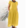 thumbnail image 2 of 2025 Robes d'Été Confortables et Amples pour Femmes avec Poches Couleur Unie Manches Courtes Robe Midi Petite Robe Longue, 2 of 6
