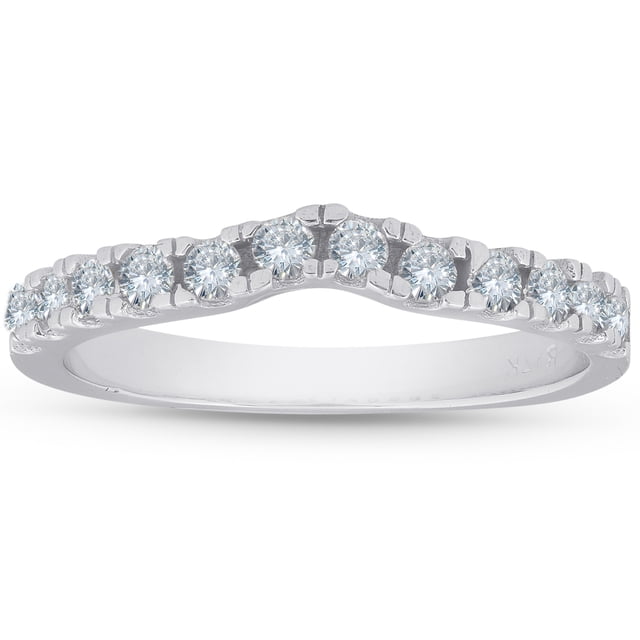 Bague de Garde de Mariage Incurvée en Diamant 1/3 Ct en Or Blanc 14 K