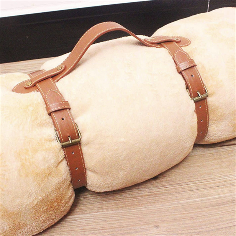 Leather yoga mat with outdoor portable picnic blanket with leather yoga handbag