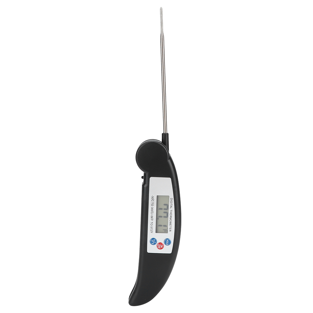 Thermomètre alimentaire pliable et étanche LCD numérique pour barbecue - Thermomètre de cuisine - Noir