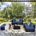 thumbnail image 2 of Costway 6PCS Outdoor Patio Rattan Furniture Set Cushioned Sectional Sofa Navy, 2 of 9