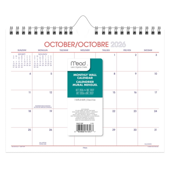 2027 Calendrier mural compact Mead® Color Pop