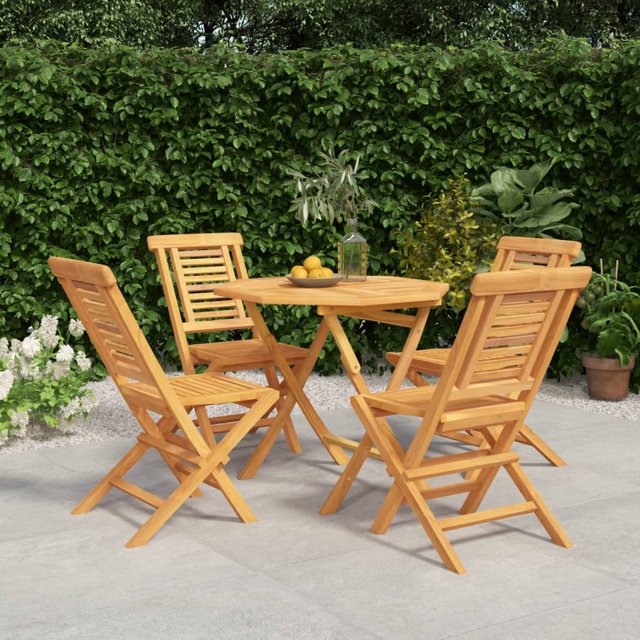 vidaXL 5 Piece Garden Dining Set Solid Wood Teak