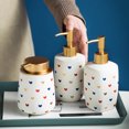 thumbnail image 3 of Qeeadeea Love Motif Ceramic Lotion Dispenser, Hand Soap Dispenser, Refillable Dispenser For Bathroom, Gold Soap Dispenser-love-380ml/13.4oz, 3 of 7