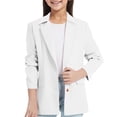 thumbnail image 1 of Girls Long Sleeve Notched Lapel Collar Open Front Casual Jacket with Inner Pocket for Kids Stylish Wear, 1 of 8