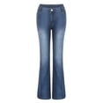 thumbnail image 5 of Teissuly Jeans for Women Mid Waisted Embroidery Stretch Button Straight Full Length Pants, Size XS-5XL, 5 of 5