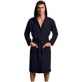 thumbnail image 1 of Mens Waffle Bathrobe Long Sleeve Lightweight Hooded Robe with Pockets Soft Shower Spa Bathrobes Navy, L, 1 of 7