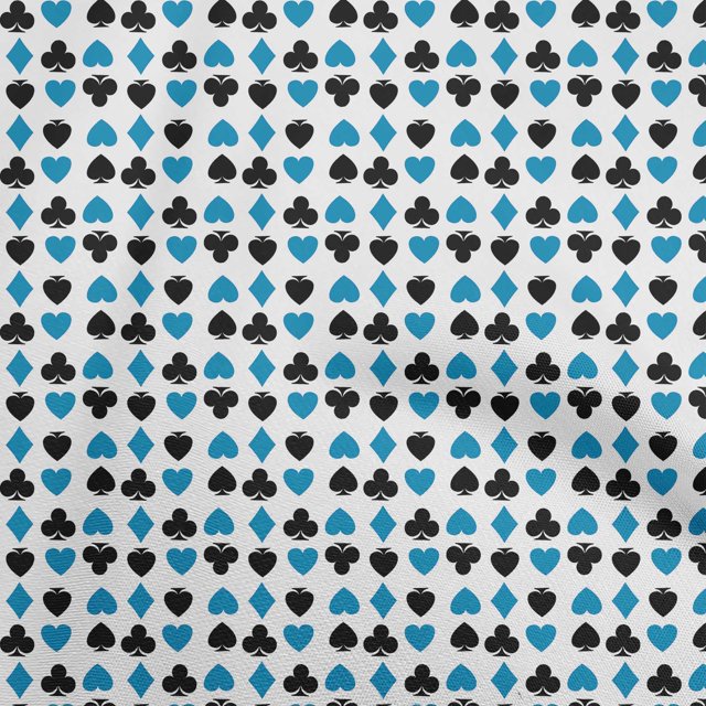 oneOone Rayon Medium Blue Fabric Poker Card Sewing Craft Projects Fabric Prints By Yard 56 Inch Wide