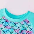 thumbnail image 4 of PMVFHDE Girls Scale Print Swim Set | Short Sleeve Rash Guard & Swim Shorts | Kids UV Protection Bathing Suit Sky Blue,7-8 Years, 4 of 9