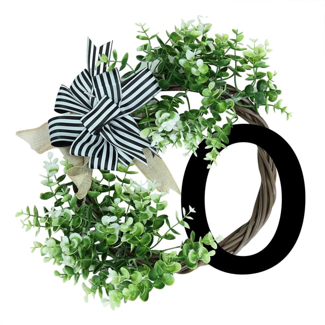 Unique Last Name Year Round Front Door Wreath With Bow Welcome Sign Garland 26 Letter Farmhouse Wreath For Front Door Spring All Seasons Outside Hanger