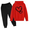 thumbnail image 1 of RXIRUCGD Mode Filles et Garçons Enfants Décontracté Manches Longues Imprimé Hauts Manches Longues Ensemble à Capuche (Rouge, Taille : 9 Ans), 1 of 2