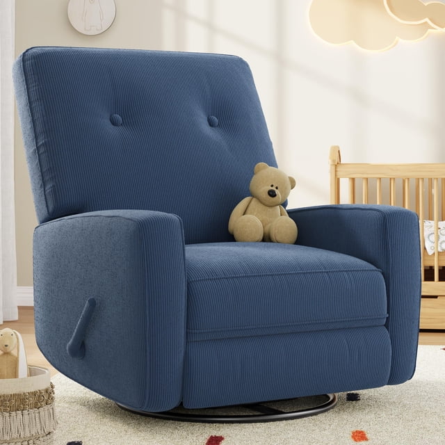 Recliner Chairs, Swivel Rocker Recline, Glider Recliner Nursery Chair, Recliner Chair for Adults, 360°Swivel Glider Rocking Chair for Living Room, Bedroom, Office, RV, Small Spaces, Linen
