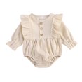 thumbnail image 1 of Kmbangi Baby Romper, Solid Color Round Neck Long Sleeve Bodysuit Jumpsuit, 1 of 7