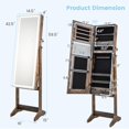 thumbnail image 4 of Giantex Full Length Dressing Mirror Jewelry Cabinet, Large Capacity Freestanding Lockable Jewelry Armoire, Rustic Brown, 4 of 9