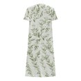 thumbnail image 3 of Babysbule Liquidation Robe d'Été Femme Mode Femmes Été Imprimé Décontracté Col en V Bouton Manches Courtes Vacances Poches Robe, 3 of 4