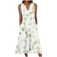 thumbnail image 2 of EGNMCR Robes de Fête pour Femmes Robe d'Été pour Femmes Design Décontracté Robe Dégradée Sans Manches Col en V Longue Robe, 2 of 5