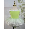 thumbnail image 1 of XDZJLR Girls Rompers Kids Summer Solid Color Suspender Dance Training Dress Children's Performance Puffy Dress Outfit Green 3-4 Years, 1 of 5