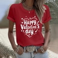 thumbnail image 3 of Ounisa T-Shirts pour Femmes Col Rond Mignon Cœur Lettre Graphique Manches Courtes Hauts d'Été, 3 of 5