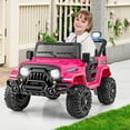 thumbnail image 2 of Gymax 12V Kids Ride on Truck Car w/Remote Control Threaded Wheels 3 Speeds LED Lights Pink, 2 of 8