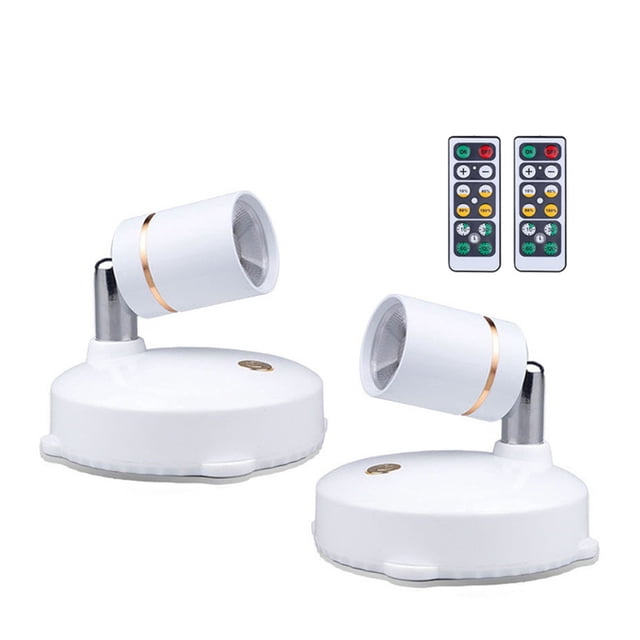 Mistaha LED Spotlight for Display Lighting with Remote Control and Adjustable Angles - Energy Efficient Jewelry Showcase Wall Lamp, TL005-SIN Battery Version (2 Lamps with 2 Remotes)