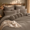 thumbnail image 1 of Swift Home Ultra-Soft Prewashed Wrinkle Texture Duvet Cover Set, Solid, Driftwood, Queen, 1 of 6