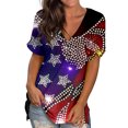 thumbnail image 1 of Débardeurs d'Été Grande Taille pour Femmes Col Ras du Cou T-Shirts Imprimés Manches Courtes T-Shirt Blouse Hauts Amples T-Shirt Col en V Femmes en Liquidation, 1 of 5