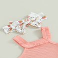 thumbnail image 4 of Infant Baby Girl Clothes Summer Outfits Strap Sleeveless Ribbed Romper Rainbow Ruffle Shorts Headband Set 0-3 Months, 4 of 7