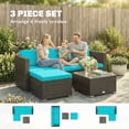 thumbnail image 4 of Outsunny Mobilier de Patio en Osier avec Coussins Rembourrés, Ensembles de Canapé d'Angle, Turquoise, 4 of 10
