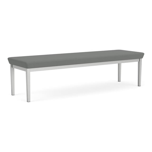 Lenox Steel Reception Waiting 3-Seat Bench / Silver Steel / Light Gray