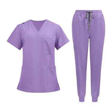 Bunblic Nursing Uniforms Scrub Set Nurse Top and Pants Workwear for Pet Grooming SPA XXL