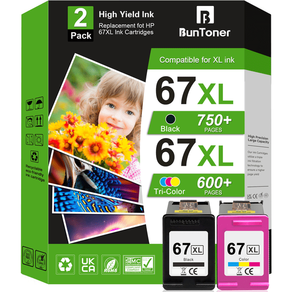 67XL Ink Cartridges Compatible for HP 67 Ink Cartridge for HP Printer Ink 67 for Envy 6000 6055e Deskjet 2700 2752e 2755e 2742e 4155e ( Black and Tri-Colour)